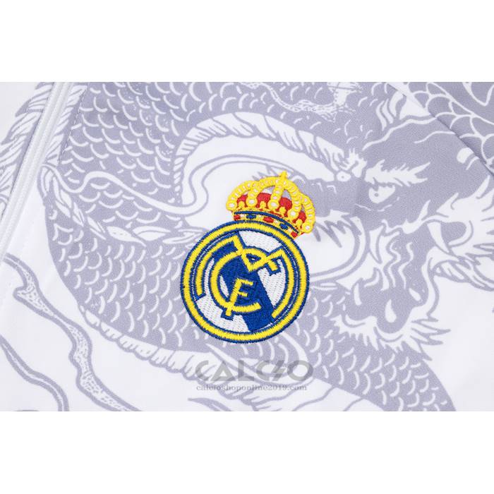 Tuta da Track di Giacca Real Madrid Dragon Bambino 2024-2025 Bianco